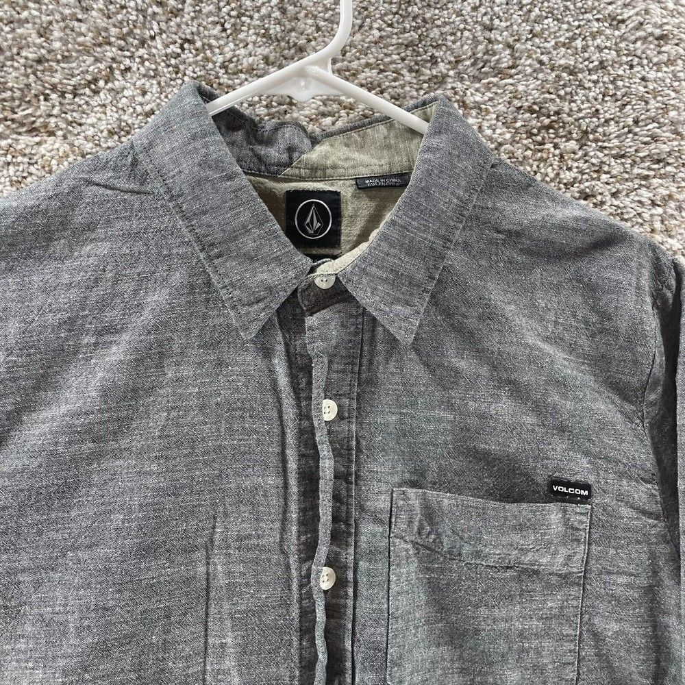 Volcom Shirt Mens Medium Gray Long Sleeve Button Up Casual Classiccore Normcore - Picture 3 of 9
